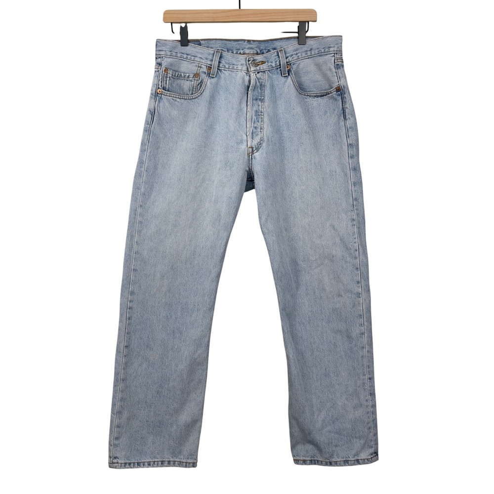 Vintage Y2K Levi's 501xx Light Wash Blue Denim Straight Jeans 36x30 (34x28) 2004